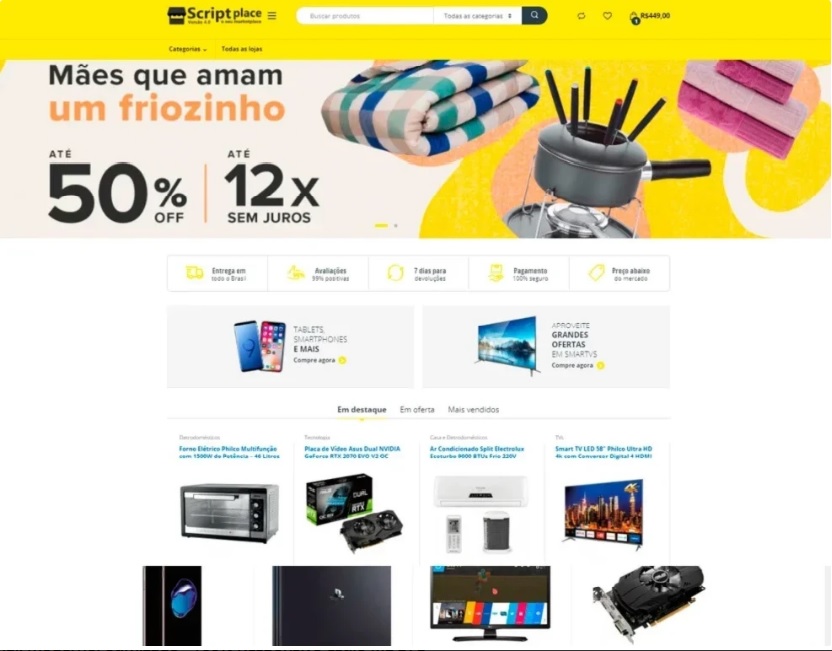 Site Plataforma de Vendas Marketplace Multi Lojas (SaaS)